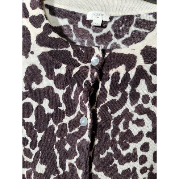 J.Crew Leopard Print Teddie Wool Sweater Cardigan Button Front Long Sleeve Sz M - Picture 7 of 15